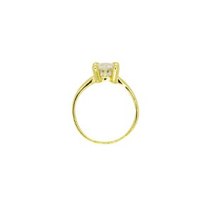 Anel Solitário com Zircônia Branca Quadrada Banhado a Ouro 18k