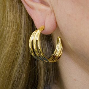 Meia Argola Tripla Banhada a Ouro 18k
