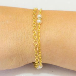 Pulseira Dupla com Detalhes em Pérola