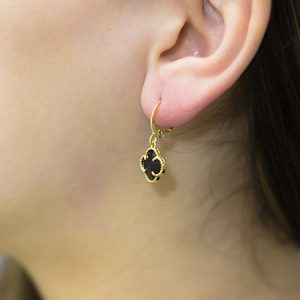 Brinco Argola Inspiração Van Cleef c/ Pedra Preta