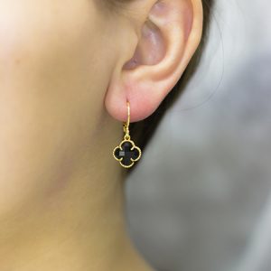 Brinco Argola Inspiração Van Cleef c/ Pedra Preta