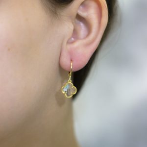 Brinco Argola Inspiração Van Cleef c/ Pedra Cristal