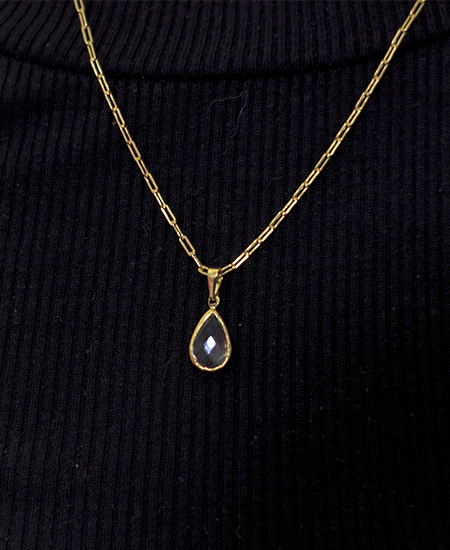 Colar Elo Cartier c/ Pingente Pedra Gota