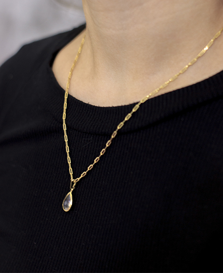 Colar Elo Cartier c/ Pingente Pedra Gota - Imagem 2